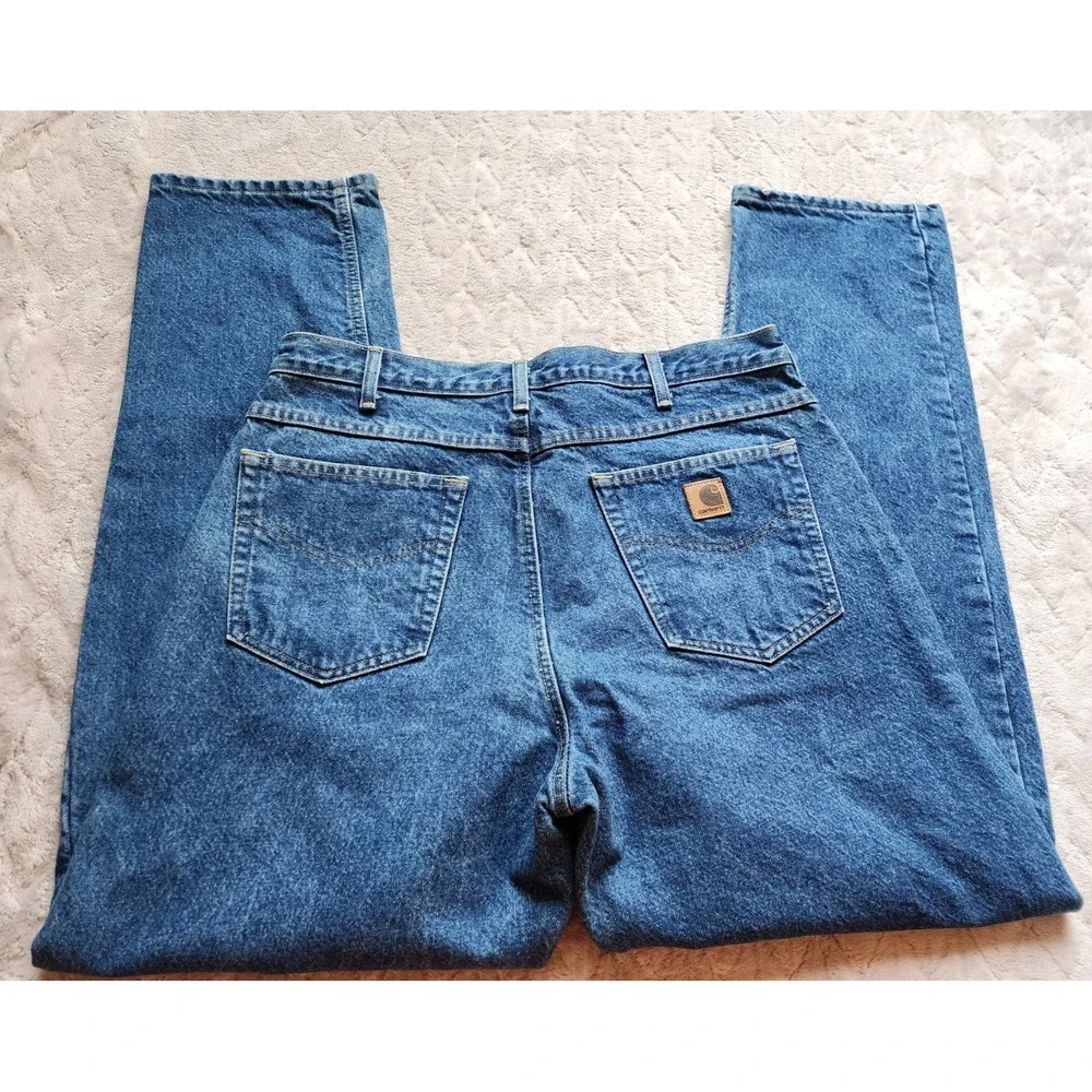 Vintage Carhartt Blanket Lined Denim Jeans Mens 36x32 Blue Straight B21 DST